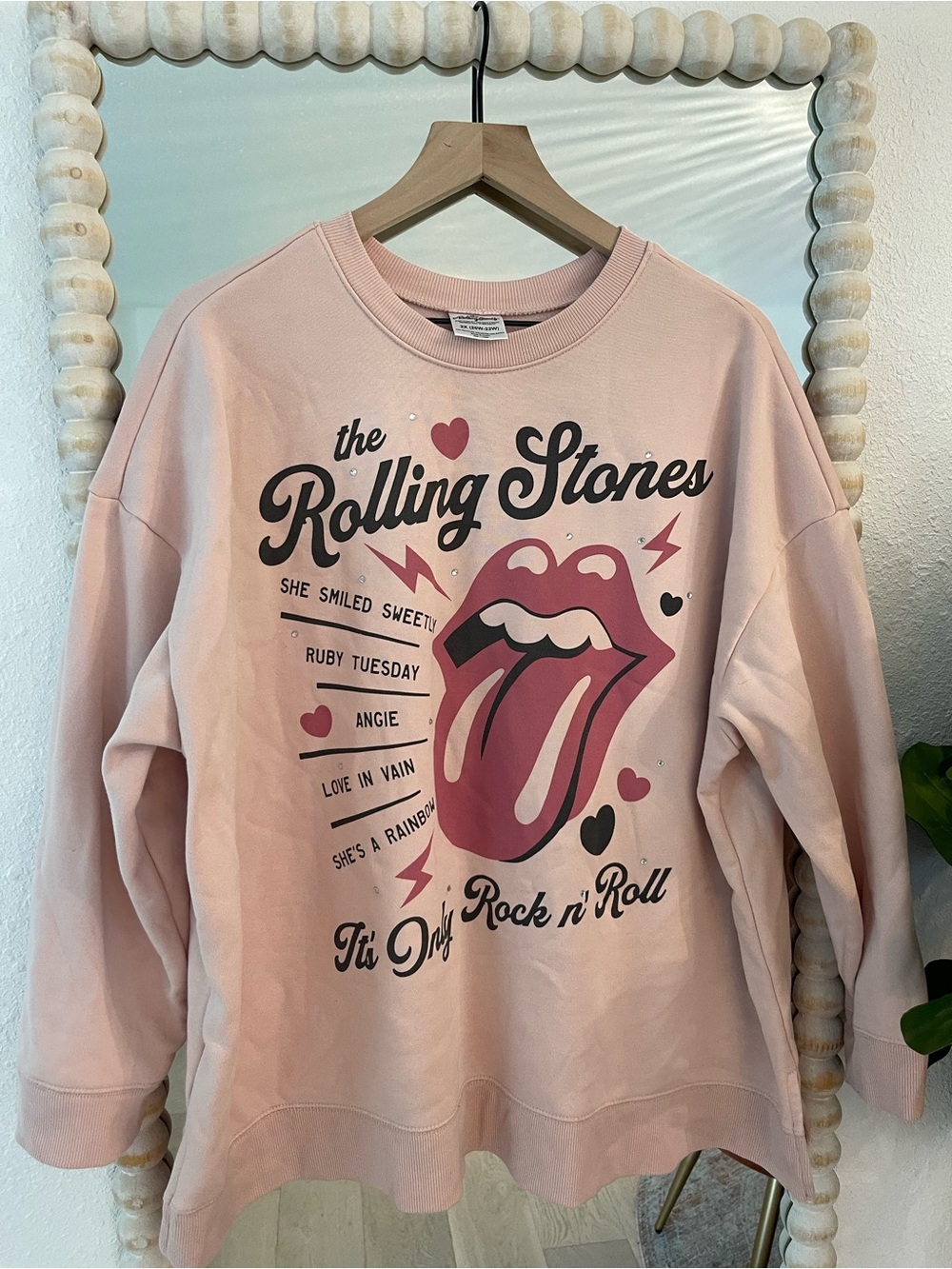 The Rolling Stones Blush Pink Graphic Sweatshirt with Tongue Logo